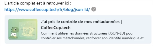 Exemple de snippet d'un de mes articles sur LinkedIn